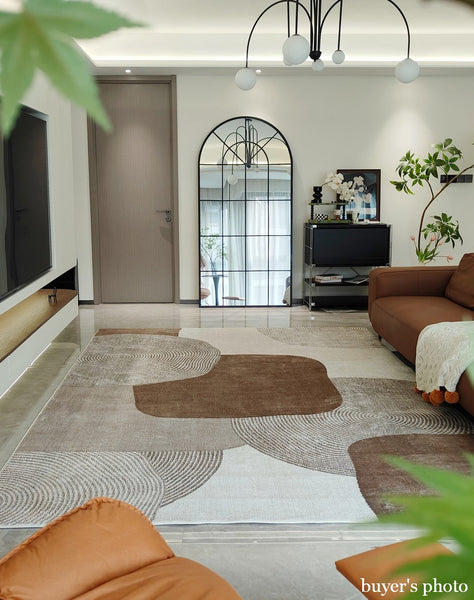 Modern Living Room Rug Ideas, Geometric Contemporary Modern Rugs Next to Bed, Extra Large Modern Area Rugs-Silvia Home Craft