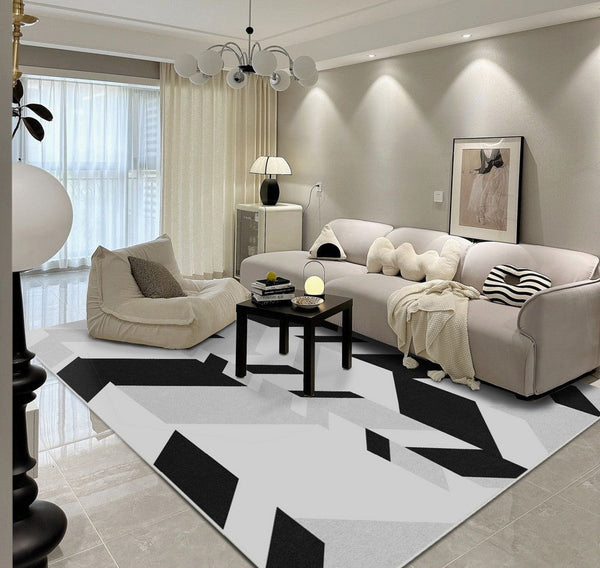 Living Room Modern Rugs, Modern Living Room Rug Placement Ideas, Contemporary Area Rugs for Bedroom-Silvia Home Craft