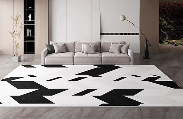 Living Room Modern Rugs, Modern Living Room Rug Placement Ideas, Contemporary Area Rugs for Bedroom-Silvia Home Craft