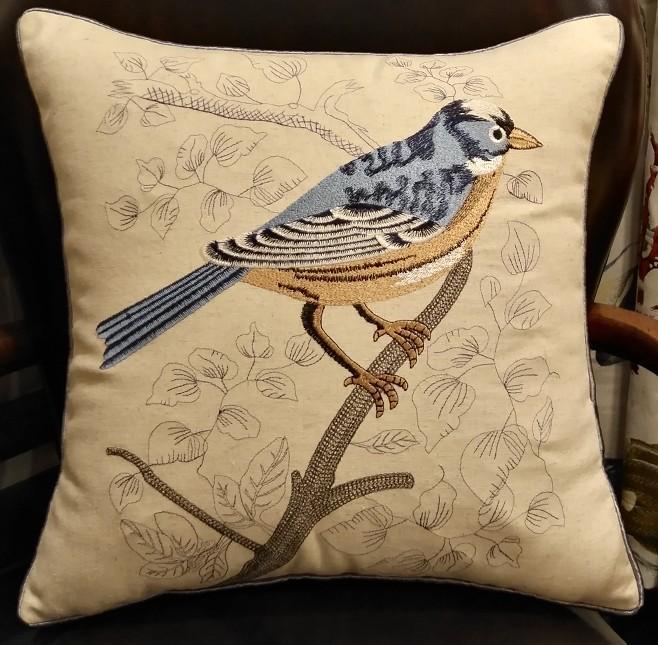 Bird Throw Pillows for Farmhouse Decor, Bluebird Cottage Core Decorative Cushion, Nature Inspired Accent Pillow Soft Square Cover