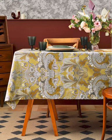 Farmhouse Table Cloth, Wedding Tablecloth, Square Tablecloth for Round Table, Dining Room Flower Table Cloths, Cotton Rectangular Table Covers for Kitchen-Silvia Home Craft