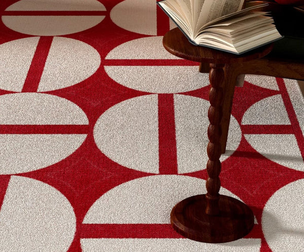 Modern Rug Placement Ideas for Bedroom, Contemporary Modern Rugs for Dining Room, Red Mid Century Geometric Rugs for Living Room-Silvia Home Craft