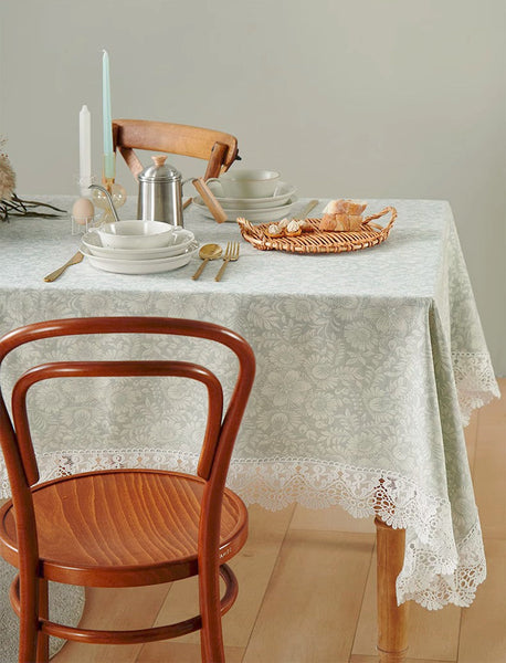 Dining Room Flower Pattern Table Cloths, Farmhouse Table Cloth, Wedding Tablecloth, Square Tablecloth for Round Table, Cotton Rectangular Table Covers for Kitchen-Silvia Home Craft