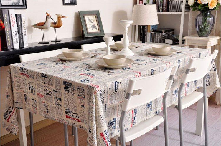 Newspaper Tablecloth, Blue NEWS LETTER Table Linen Wedding Home Decor Dining Kitchen Table Cloth-Silvia Home Craft