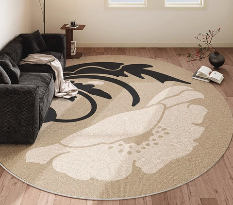 Bathroom Modern Round Rugs, Circular Modern Rugs under Coffee Table, Round Modern Rugs in Living Room, Round Contemporary Modern Rugs for Bedroom-Silvia Home Craft