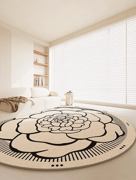 Modern Rug Ideas for Living Room, Bedroom Modern Round Rugs, Dining Room Contemporary Round Rugs, Circular Modern Rugs under Chairs-Silvia Home Craft