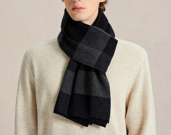 Men's Cashmere Scarf Winter, Soft Wool Scarf for Men, Men's Winter Scarf, Casual Fashion Scarf for Men, Business Formal Men Scarf Styles, Wool Scarf for Gentleman-Silvia Home Craft