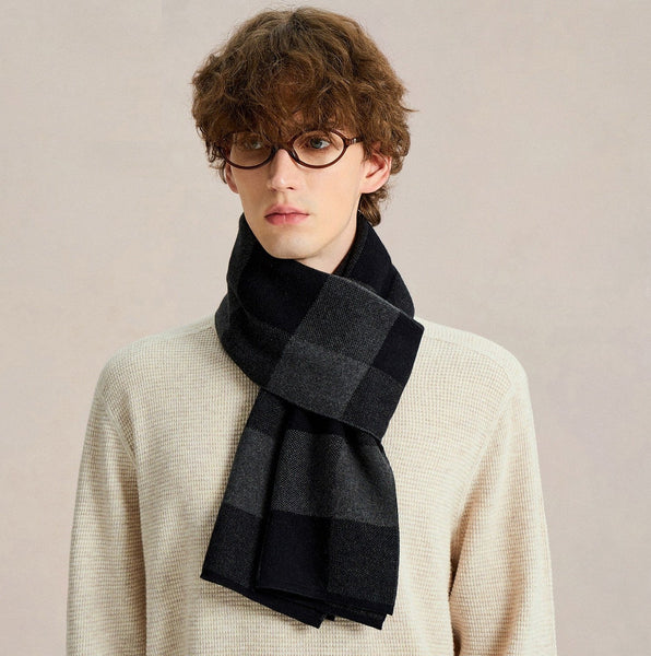 Men's Cashmere Scarf Winter, Soft Wool Scarf for Men, Men's Winter Scarf, Casual Fashion Scarf for Men, Business Formal Men Scarf Styles, Wool Scarf for Gentleman-Silvia Home Craft