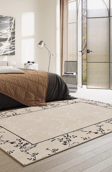 Large Modern Rugs for Sale, Dining Room Modern Rugs, Contemporary Floor Carpets for Living Room, Flower Pattern Geometric Modern Rugs in Bedroom-Silvia Home Craft