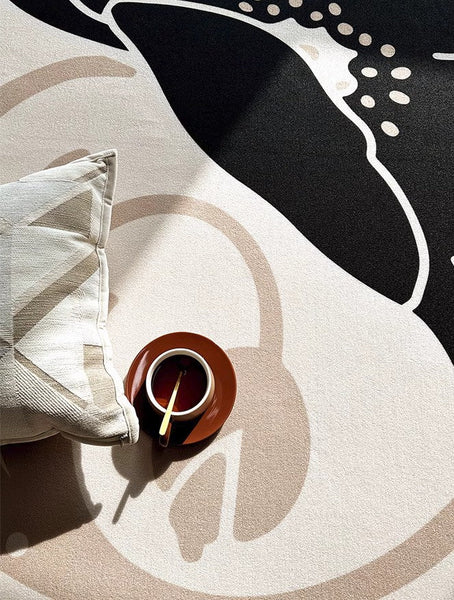 Contemporary Modern Rug Ideas for Living Room, Circular Modern Rugs for Bedroom, Flower Pattern Round Rugs for Dining Room-Silvia Home Craft