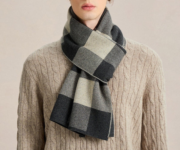 Soft Wool Scarf for Men, Men's Winter Scarf, Casual Fashion Scarf for Men, Men's Cashmere Scarf Winter, Business Formal Men Scarf Styles, Wool Scarf for Gentleman-Silvia Home Craft