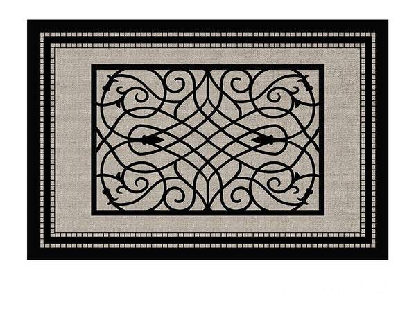 Dining Room Floor Rugs, Modern Area Rugs under Sofa, Modern Black Rugs for Living Room, Abstract Contemporary Rugs for Bedroom, Modern Carpets for Office-Silvia Home Craft