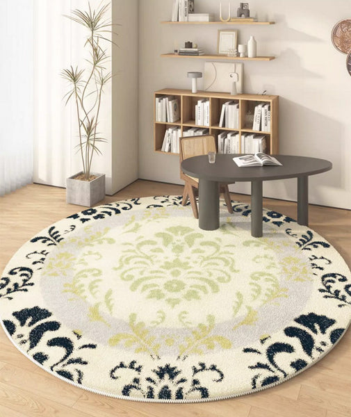 Modern Area Rugs under Coffee Table, Modern Rugs for Dining Room, Abstract Contemporary Round Rugs under Sofa, Geometric Modern Rugs for Bedroom-Silvia Home Craft