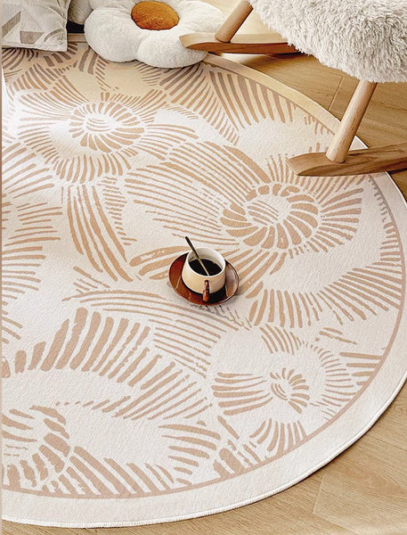 Dining Room Contemporary Round Rugs, Modern Rug Ideas for Living Room, Bedroom Modern Round Rugs, Circular Modern Rugs under Chairs-Silvia Home Craft