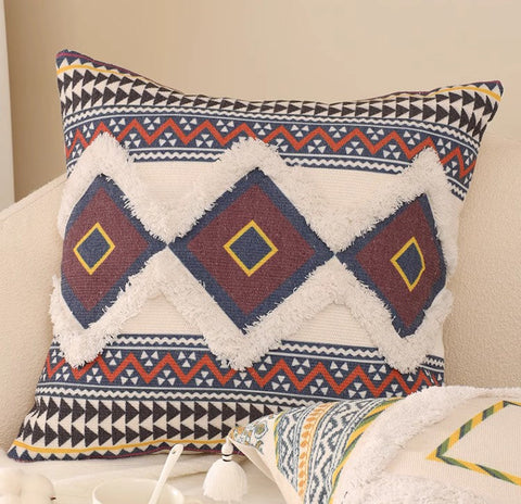 Geometric Modern Pillow Covers, Square Pillows for Couch, Oriental Decorative Throw Pillows for Living Room, Bohemian Decorative Sofa Pillows-Silvia Home Craft