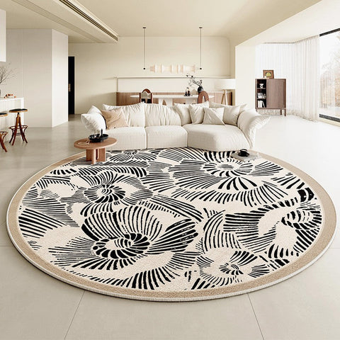 Modern Rug Ideas for Living Room, Dining Room Contemporary Round Rugs, Bedroom Modern Round Rugs, Circular Modern Rugs under Chairs-Silvia Home Craft