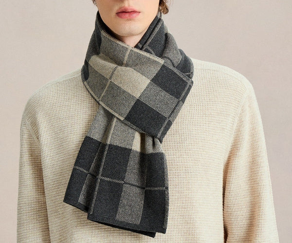 Business Formal Men Scarf Styles, Wool Scarf for Gentleman, Casual Fashion Scarf for Men, Men's Cashmere Scarf Winter, Soft Wool Scarf for Men, Men's Winter Scarf-Silvia Home Craft