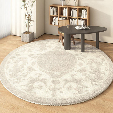 Modern Area Rugs under Coffee Table, Contemporary Modern Rugs for Bedroom, Dining Room Modern Rugs, Abstract Geometric Round Rugs under Sofa-Silvia Home Craft