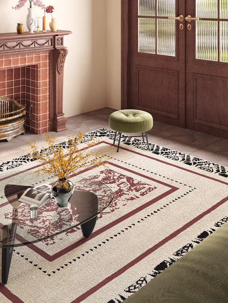 Dining Room Floor Rugs, Abstract Contemporary Rugs for Bedroom, Mid Century Area Rugs for Living Room, Elegant Modern Area Rugs under Sofa, Modern Carpets for Office-Silvia Home Craft