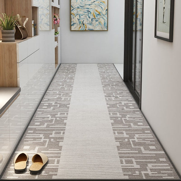 Stain-resistant Non Slip Kitchen Runner Rugs, Long Hallway Runners, Extra Long Narrow Runner Rugs, Washable Entrance Hallway Runners, Entryway Runner Rug Ideas, Light Grey Modern Long Hallway Runners-Silvia Home Craft