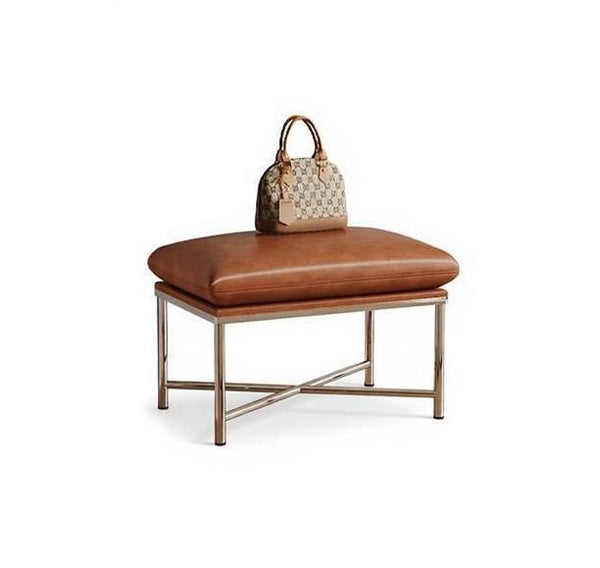 Contemporay Bedroom Bench, Upholstered Shoe Bench, Luxury Genuine Leather Entry Bench, Narrow Entryway Bench, Modern Shoe Changing Ottoman, Mid-Century Hall Bench
