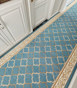 Entryway Runner Rugs, Easy Care Entrance Hallway Runners, Modern Extra Long Hallway Runners, Long Narrow Runner Rugs, Washable Kitchen Runner Rugs, Blue Hallway Runners-Silvia Home Craft