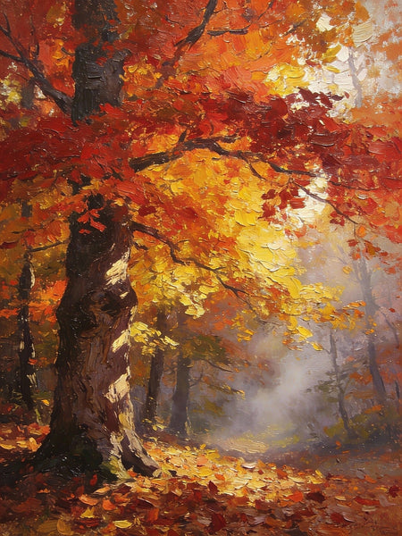 Autumn in the Deep Woods, Impasto Paintings, Landscape Oil Paintings, Original Small Paintings on Canvas, Simple Oil Paintings, Small Paintings on Canvas, Hand Painted Canvas Art-Silvia Home Craft