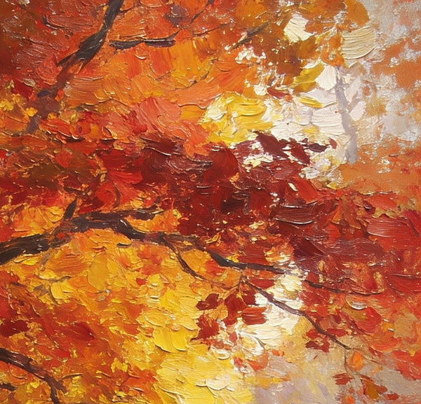 Autumn in the Deep Woods, Impasto Paintings, Landscape Oil Paintings, Original Small Paintings on Canvas, Simple Oil Paintings, Small Paintings on Canvas, Hand Painted Canvas Art-Silvia Home Craft