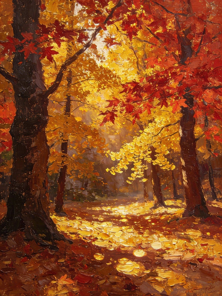 Golden Woods in Autumn, Heavy Texture Wall Art Paintings, On Canvas Small Paintings, Hand Painted Canvas Art, Original Artwork Small Paintings-Silvia Home Craft