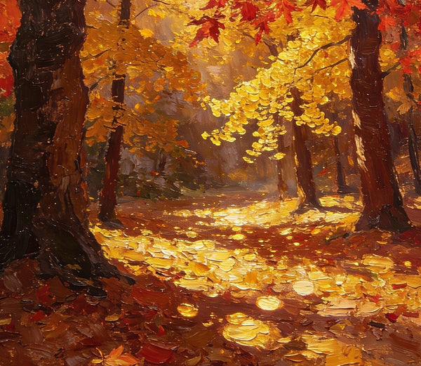 Golden Woods in Autumn, Heavy Texture Wall Art Paintings, On Canvas Small Paintings, Hand Painted Canvas Art, Original Artwork Small Paintings-Silvia Home Craft