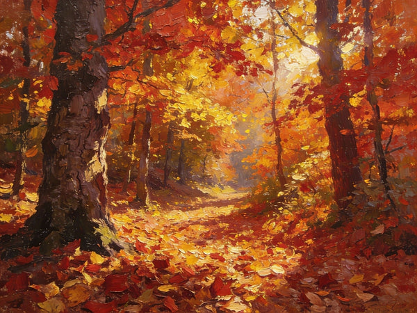 Hand Painted Canvas Art, Autumn Path Through the Forest, Original Wall Paintings, Original Artwork Small Paintings, On Canvas Small Wall Paintings, Small Landscape Paintings-Silvia Home Craft