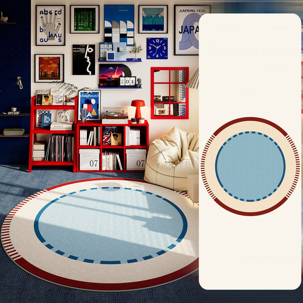 Circular Modern Rugs for Apartment, Modern Rugs for Dining Room, Abstract Contemporary Round Rugs for Dining Room, Geometric Modern Rug Ideas for Living Room-Silvia Home Craft