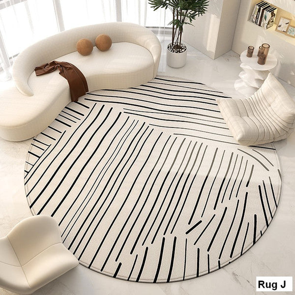 Contemporary Modern Rug for Living Room, Geometric Round Rugs for Dining Room, Modern Area Rugs for Bedroom, Circular Modern Rugs under Chairs-Silvia Home Craft