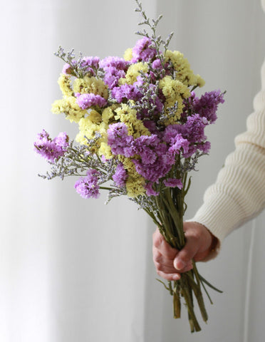 Natural Dried Flower Bunches, Dried Floral, Dried Flowers, A Bunch Dried Myosotis Flowers with Limoniums-Silvia Home Craft