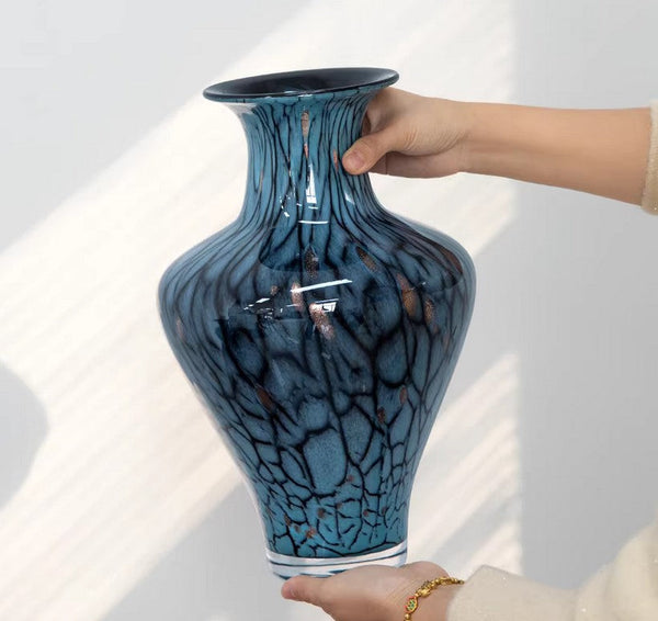 Handmade Liuli Vases, Centerpiece Vases on Table, Colored Glaze Vase for Modern Home Decor, Glass Bud Vases, Bouquet Flower Vase-Silvia Home Craft
