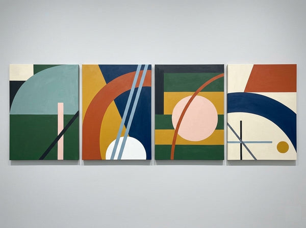Contemporary Geometric Art, Large Absract Paintings for Modern Living Room, Multi Panel Group Artwork-Silvia Home Craft
