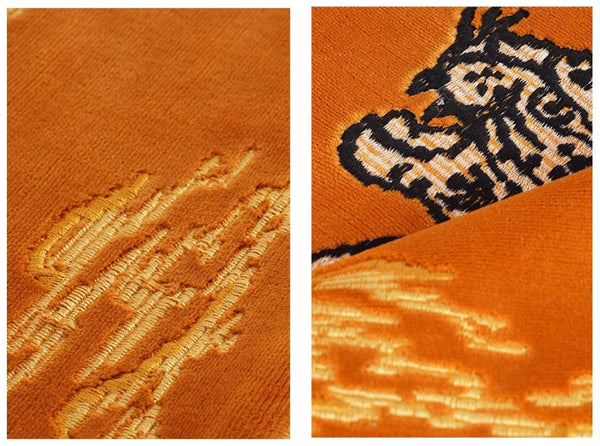 Contemporary Modern Sofa Pillows, Yellow Embroidery Tiger Pattern Pillows for Couch, Decorative Throw Pillows for Bedroom, Large Modern Sofa Pillow for Living Room-Silvia Home Craft