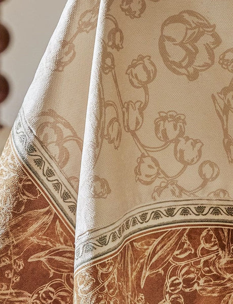 Flower Farmhouse Table Covers, Square Tablecloth for Round Table, Extra Large Modern Rectangular Tablecloth for Dining Room Table, Mid Century Tablecloth for Living Room-Silvia Home Craft