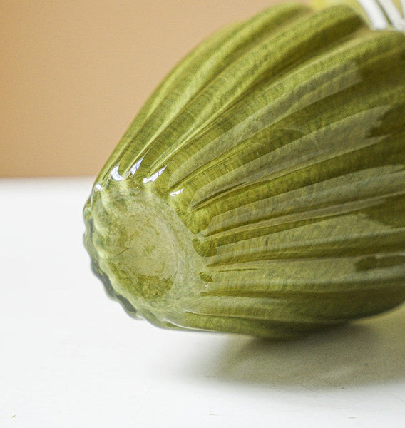 Handmade Contemporary Glass Vases, Modern Green Vases for Living Room, Mid Century Vases for Flowers, Unique Decorative Glass Vase, Centerpiece Vases on Table-Silvia Home Craft