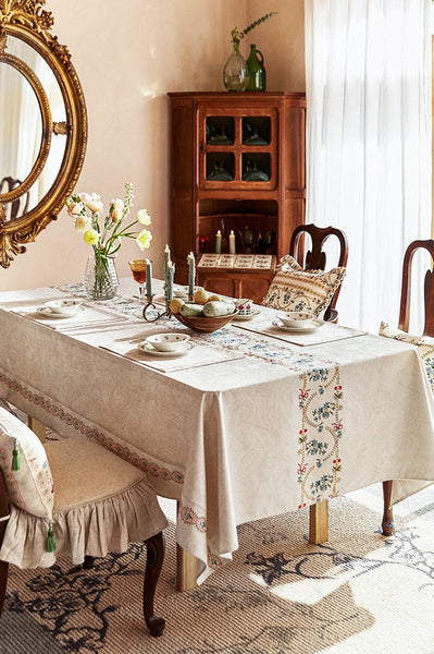 Spring Flower Table Covers for Round Table, Large Modern Rectangle Tablecloth for Dining Table, Farmhouse Table Cloth for Oval Table, Square Tablecloth for Kitchen-Silvia Home Craft