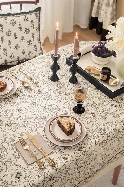 Large Flower Pattern Table Cover for Dining Room Table, Rectangular Tablecloth for Dining Table, Modern Rectangle Tablecloth for Oval Table-Silvia Home Craft