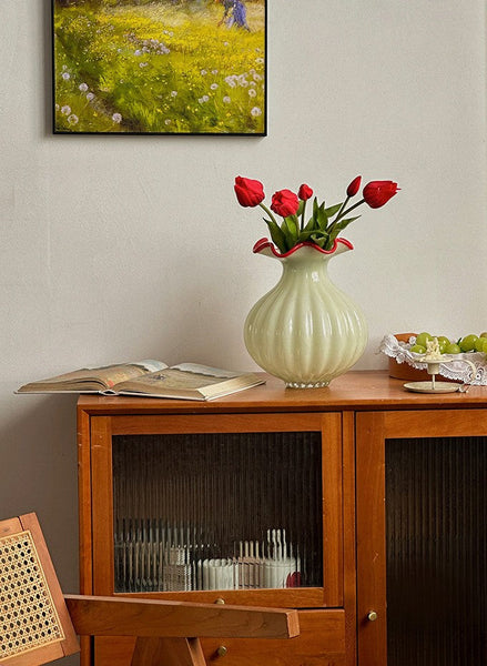 French Vintage Glass Flower Vases, Glass Bud Vases, Flower Vases on Table, Handmade Water Holding Flower Vases-Silvia Home Craft