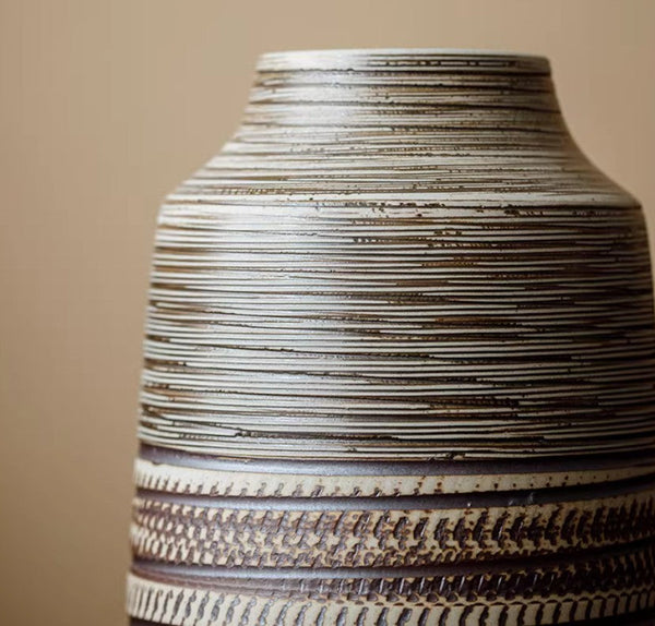 Modern Bouquet Flower Vases, Centerpiece on Dining Table, Handmade Pottery Flower Vases Urn, Water Holding Flower Vases, Large Flower Vase on Table-Silvia Home Craft