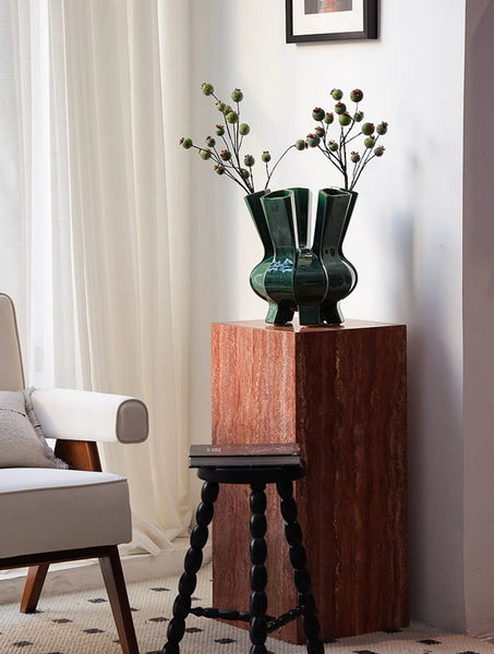 Unique Handmade Modern Flower Vase, Centerpiece Ceramic Bouquet Vases, Contemporary Vases on Dining Table, Green Porcelain Vases for Modern Home Decor-Silvia Home Craft