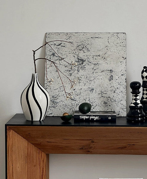 Porcelain Flower Vases, Modern Flower Vases on Table, Water Holding Flower Vases, Black and White Striped Ceramic Vase-Silvia Home Craft