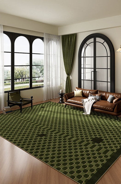 Living Room Contemporary Modern Rugs, Minimalist Geometric Rugs for Living Room, Green Absract Rugs for Bedroom, Mid Century Modern Rugs-Silvia Home Craft
