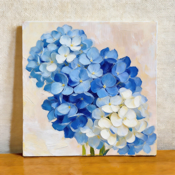 Hydrangeas in Full Bloom, Still Life Painting, Small Canvas Wall Art, Hand Painted Canvas Art, Original Flower Paintings, Buy Small Paintings Online-Silvia Home Craft