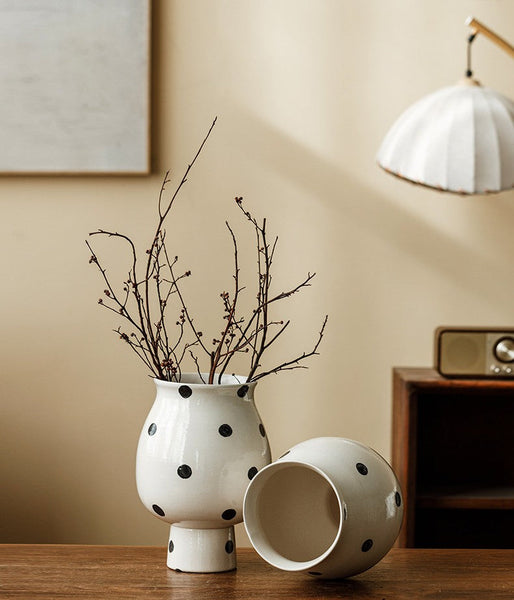 Ceramic Bud Vases, Small Flower Vases on Table, Handmade Water Holding Flower Vase, Modern Porcelain Flower Vases-Silvia Home Craft