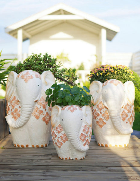 Oversized Modern Garden Flower Pot, Extra Large Elephant Garden Flowerpots, Animal Statue for Garden Ornaments, Resin Statue for Garden, Villa Outdoor Garden Flower Pots-Silvia Home Craft