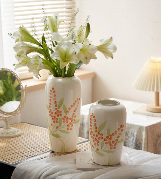 Dining Table Centerpiece, Ceramic Bouquet Vases, Porcelain Flower Vases, Large Flower Vases on Table, Handmade Water Holding Flower Vase-Silvia Home Craft